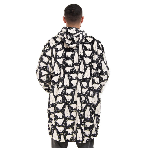 Snuggs Blanket Hoodie Black Polar Bear